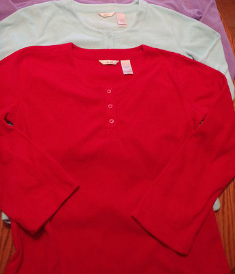 Adonna Size Small Long Sleeve Polyester Fleece Shirt Red Aqua Choice NWT