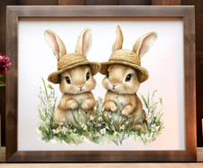 Nursery Wall Art Print, Cute Bunnies Kids Room Art Print, Baby Wall Decor 93
