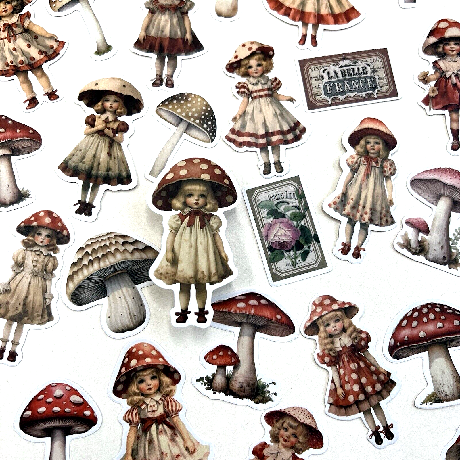 Little Mushroom Girl Stickers Kawaii Scrapbooking Junk Journals Collage Cards
