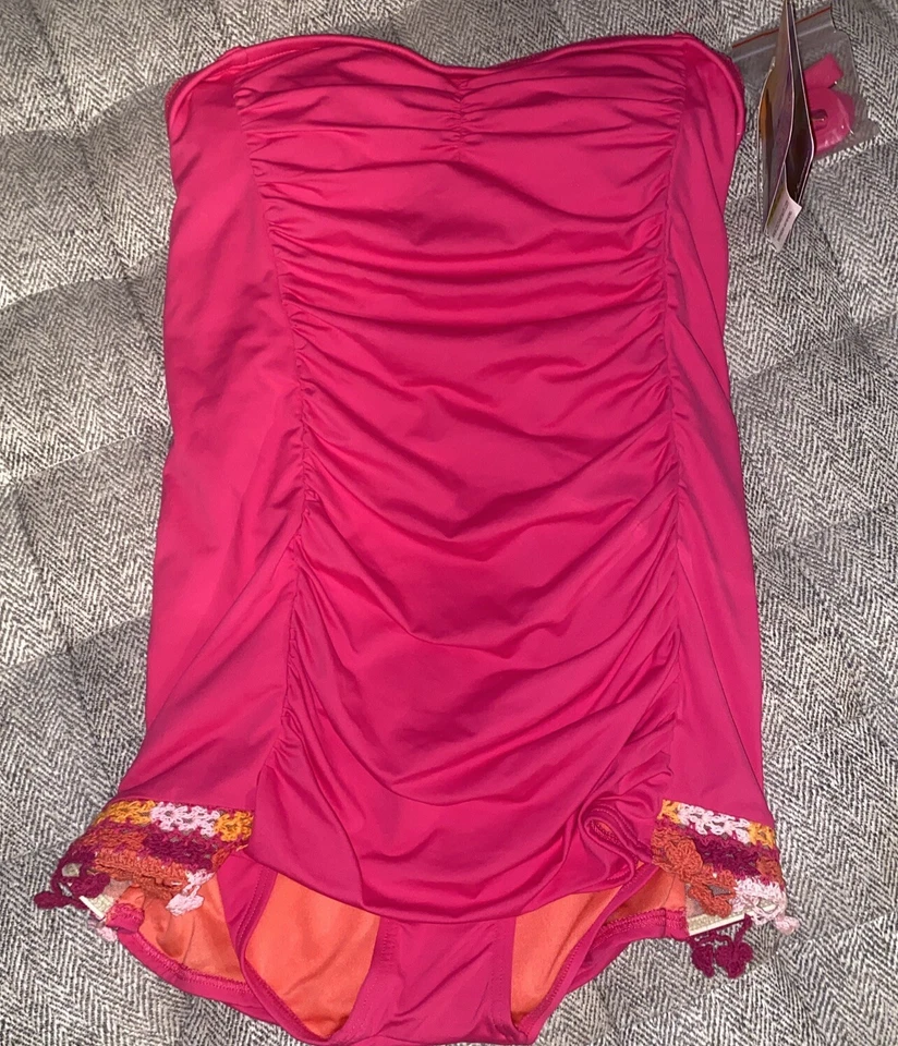 NUEVO CON ETIQUETAS COCO RAVE Sandía Gwen Shir Crochet Vestido de Baño Sujetador Talla M 34C Foto 3 de 4