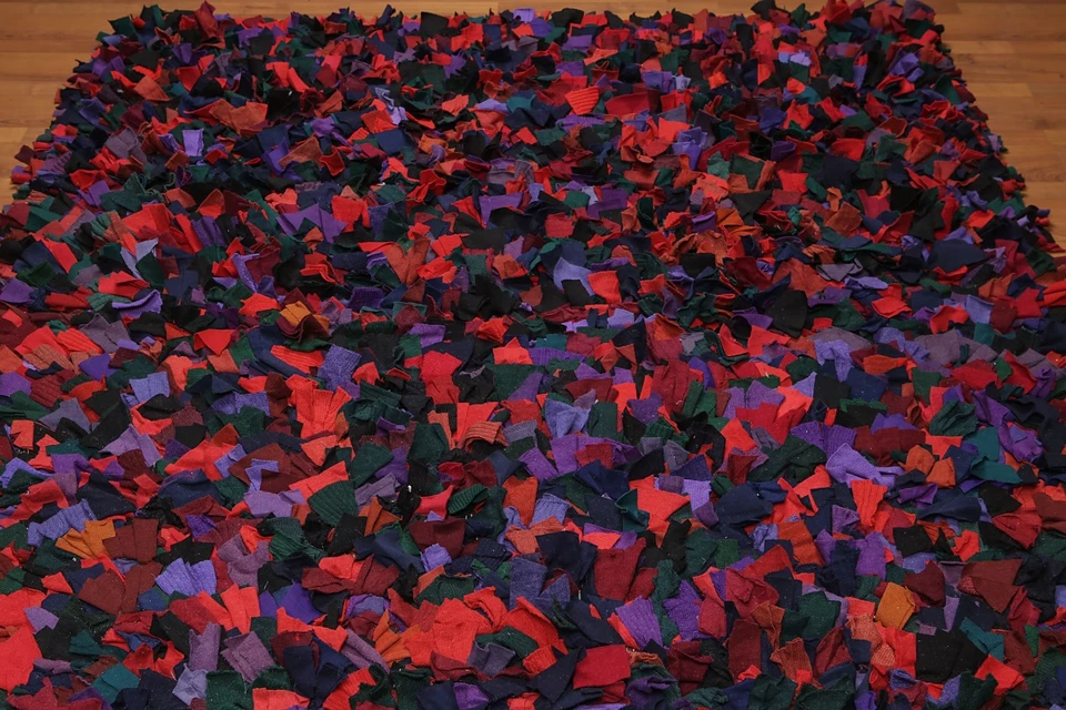 6 x 9 футов ручной работы Shag Funky современный бедра богемное 100% шерсти ковер черный - Изображение 3 из 4