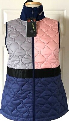$100 NWT Womens Nike Aerolayer Running Water Resistant Color-Block Vest BV3869 S
