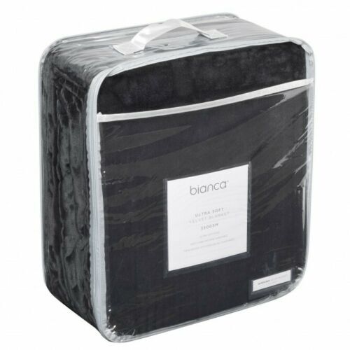 Bianca 350GSM Ultra Soft Velvet Blanket -Charcoal - Picture 1 of 3