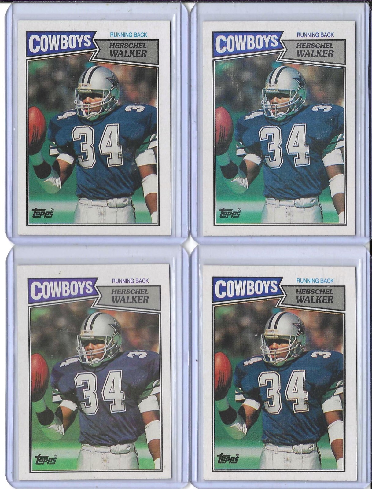 4 1987 Topps Herschel Walker Rookie Card RC #264 Dallas Cowboys Georgia Bulldogs