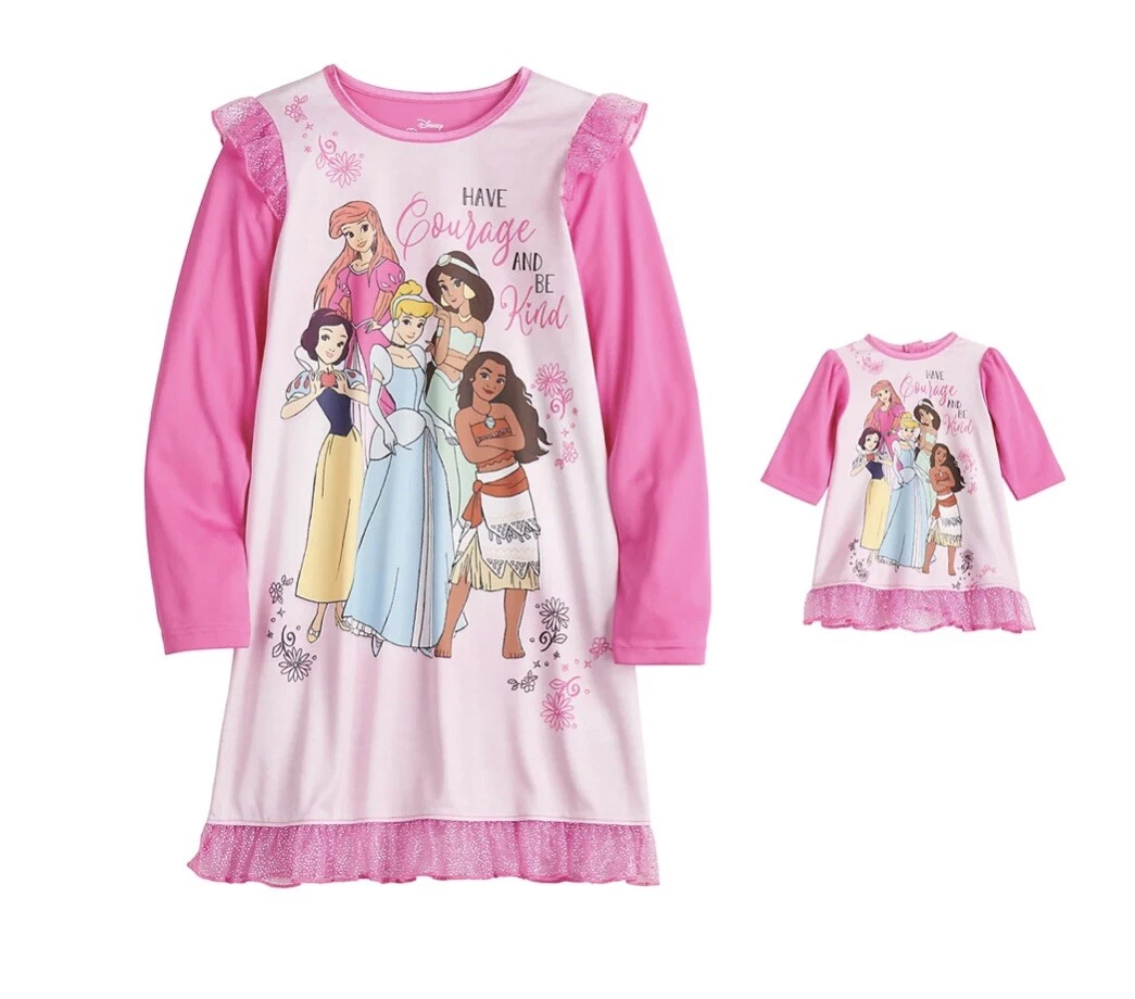 Disney Princess Pajamas Girls Size 8 Nightgown with Matching Doll