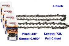4pcs 20" Chainsaw Chain Blade Full Chisel 3/8 Pitch .050 Gauge 72DL For STIHL