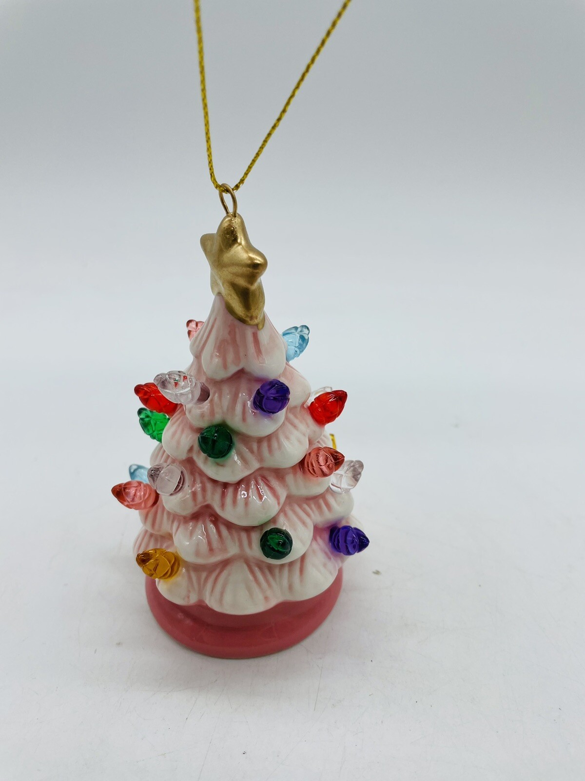 New Retro Ceramic Light Up Christmas Tree Holiday Ornament