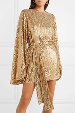 $895 NEW Caroline Constas ANYA Evening DRESS Mini Gold Sequins  S