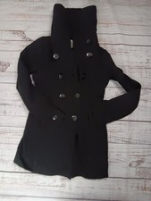 Only Love Jacket Coat Women's Small Black Double Breasted Pockets Lined