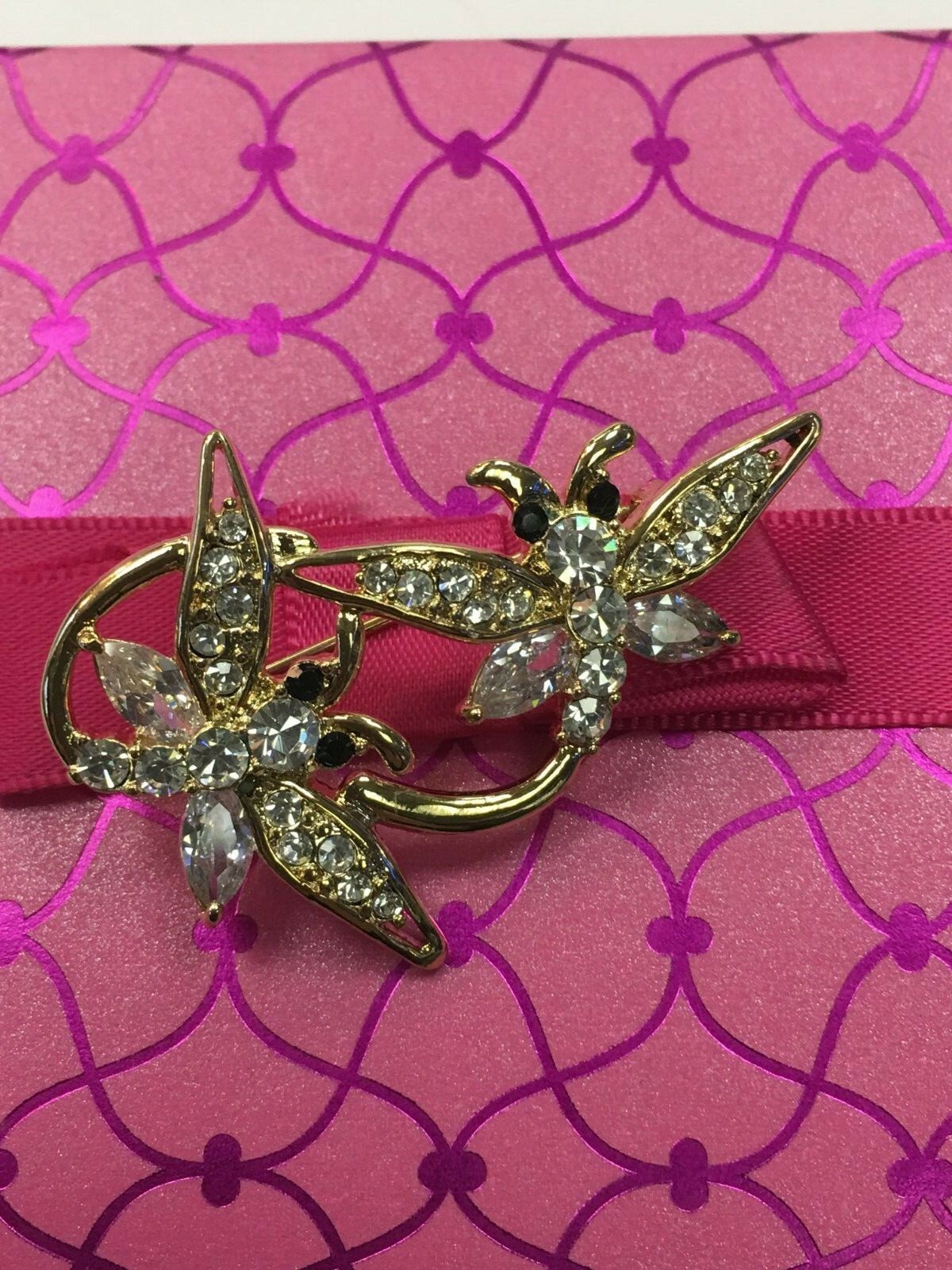 BUTTERFLIES GOLD FASHION PIN BROOCH RHINESTONE CRYSTALS IRIDESCENT STONES |  eBay