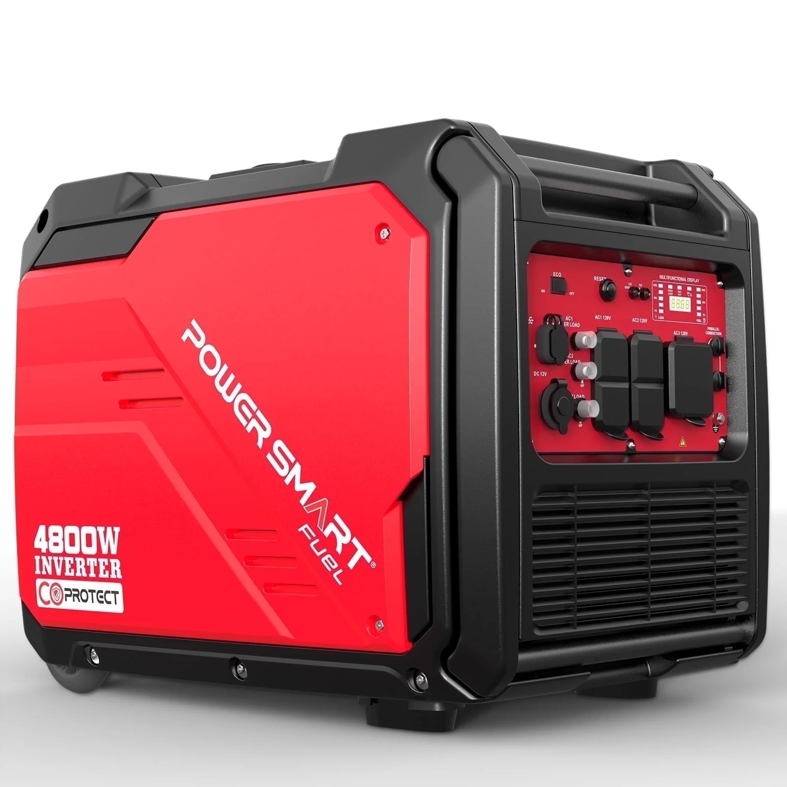 4800W Gas Powered Inverter Generator CO Detect with Manual Start Portable Wheel,