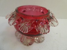 ANTIQUE VICTORIAN CRANBERRY RUBY GLASS FRILLED DECORATIVE BOWL BON BON DISH