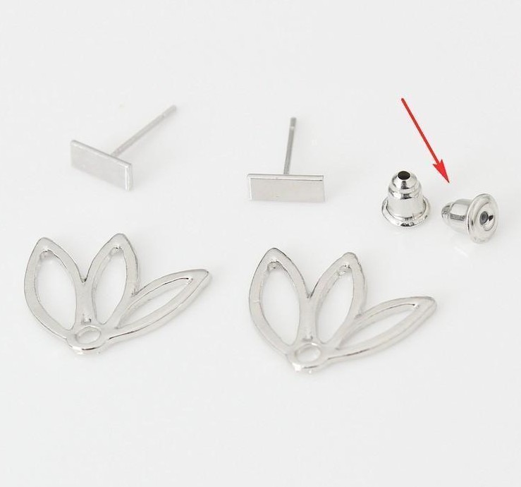 Lotus Flower Earring Jackets Ear Bar Urban Trend Minimal Silver Leaf Flower Bar