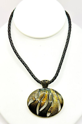 Lia Sophia Intrigue Gold, Brown, Black & Amber Filigree Design Pendant Necklace