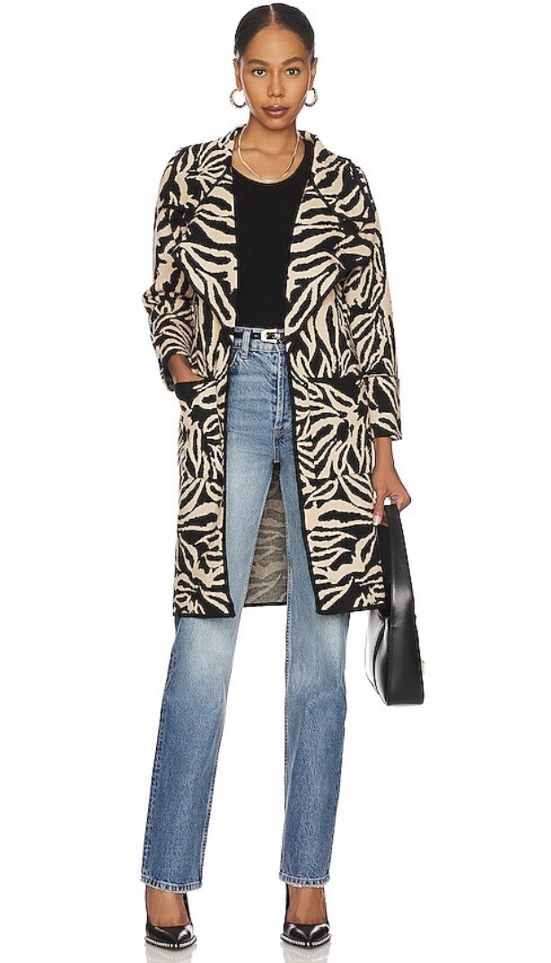 MINKPINK Anthropologie Longline Cardigan Small Sweater Animal Print Viscose $169