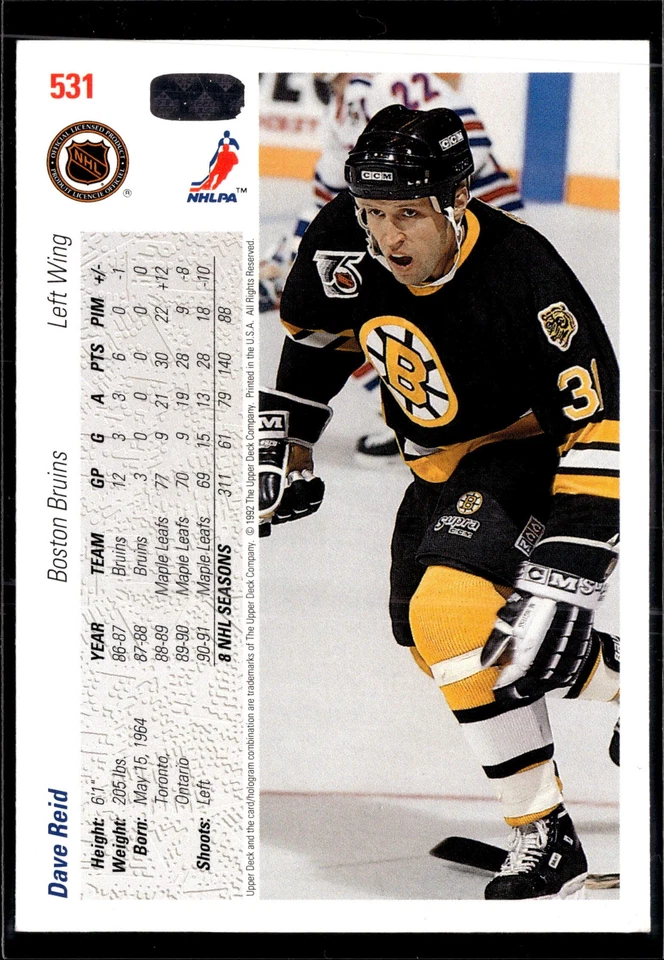 1991-92 Upper Deck #531 Dave Reid - Image 2 of 2