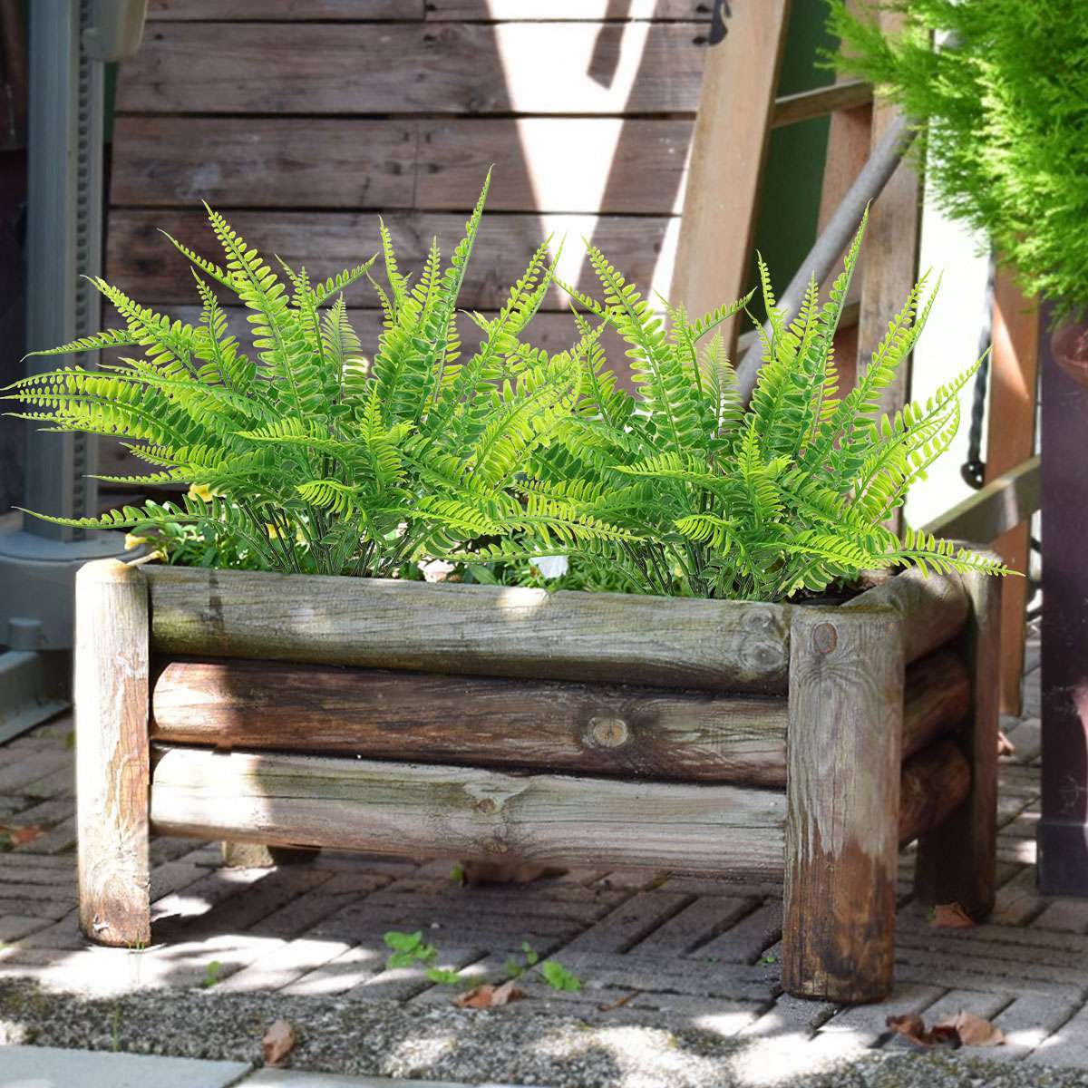 10 Bundles Boston Fern Outdoors Decor Faux Ferns Artificial Plants Uv Resistant