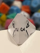 RARE Vtg Gamescience d4 milky clear gem w/ fresh black rpg d&d dice 120723@
