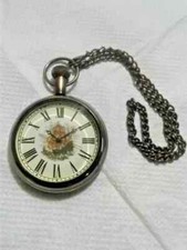 Brass Pocket watch Victoria vintage with Leather Box Occasion look collectible