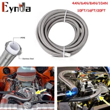 AN4 AN6 AN8 AN10 PTFE Braided Fuel Hose Oil Gas Air Line Nylon & Stainless Steel