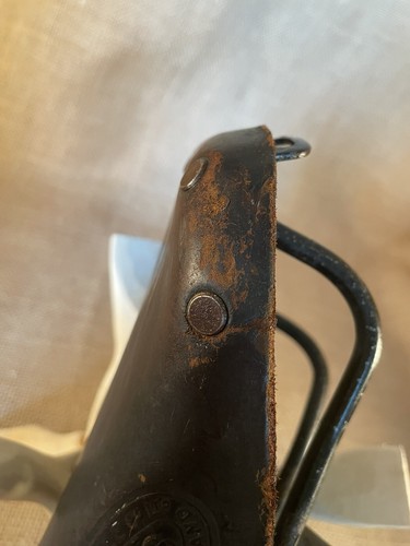 Antique Wrights British W3N Leather Racing Bicycle Seat/Saddle - Picture 5 of 10