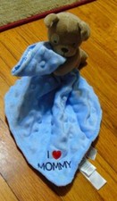 Carters Child of Mine Security Blanket rattle Blue Puppy Dog I Love Mommy Lovey