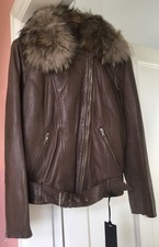 Oakwood Tan Leather Classic Biker Style Jacket. Fully Lined. L. New With Tags