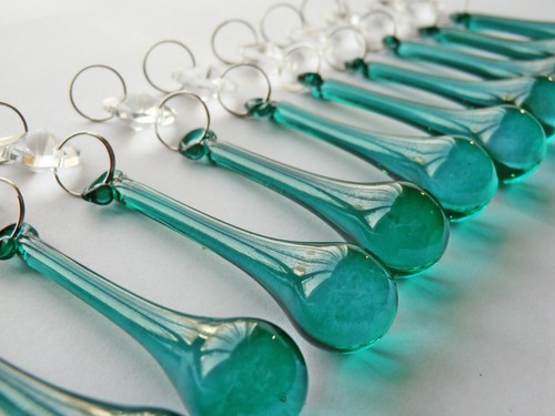 10 Peacock Green Orb Chandelier Cut Glass Crystals Beads Sun Catcher Prism Drops - Picture 6 of 13