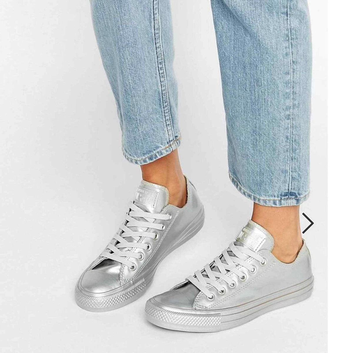 Chuck All Star Metallic Rubber Silver Sneakers | eBay