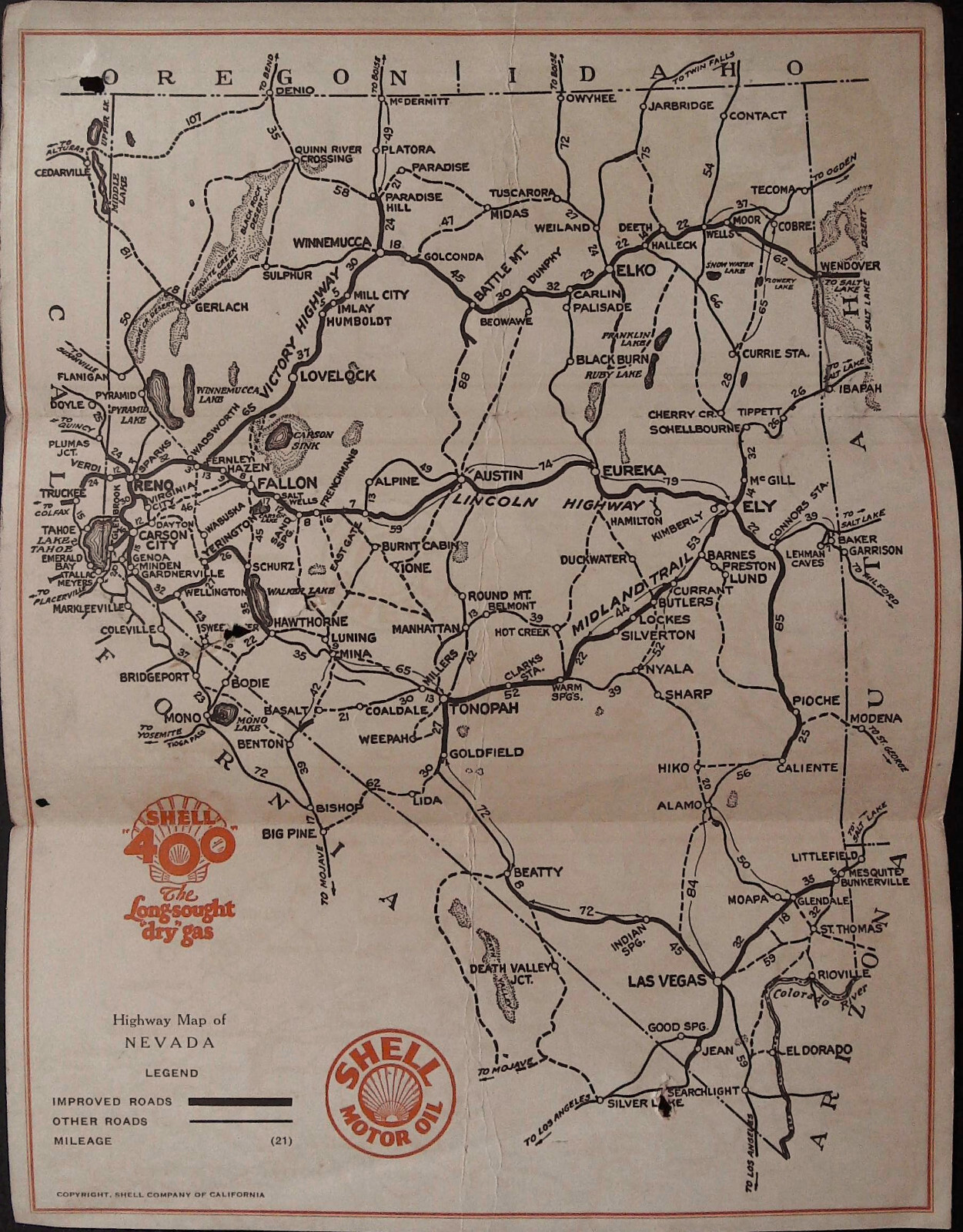Shell Highway Maps Shell Highway Map of Nevada 1928 | eBay