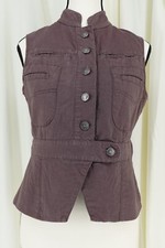 Ideology 4-pocket Linen Cotton Blend Brown Vest 6 Button Closure Size Small