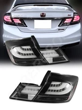 Set of 4pcs Black LED Taillights for 2013-2015 Honda Civic 4dr Sedan