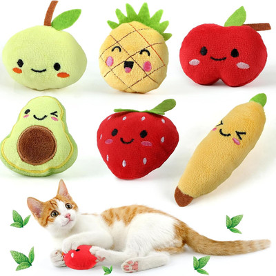 6Pcs Catnip Toys for Cats Fruit Catnip Toys Catnip Banana Toys for Cats Cat Toy 