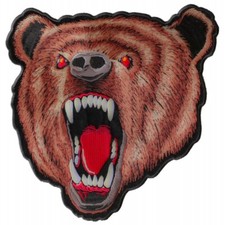 Brown Bear Large Back Patch Embroidered Sew on Patch 10" x 10"