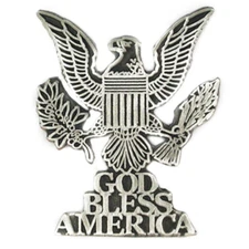 PinMart's God Bless America Antique Silver Eagle Patriotic Lapel Pin