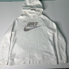 Nike Womens White Rally Funnel Pullover Hoodie Size Med 829634-100