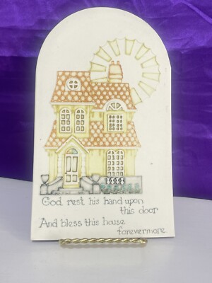Wedge STONEWARE HAND PAINTED House Blessing Plaque WALL HANGING Seffner Florida