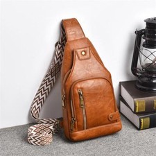 New Men's Sling Backpack functional Leather Chest bag Crossbody Bag Shoulder Bag