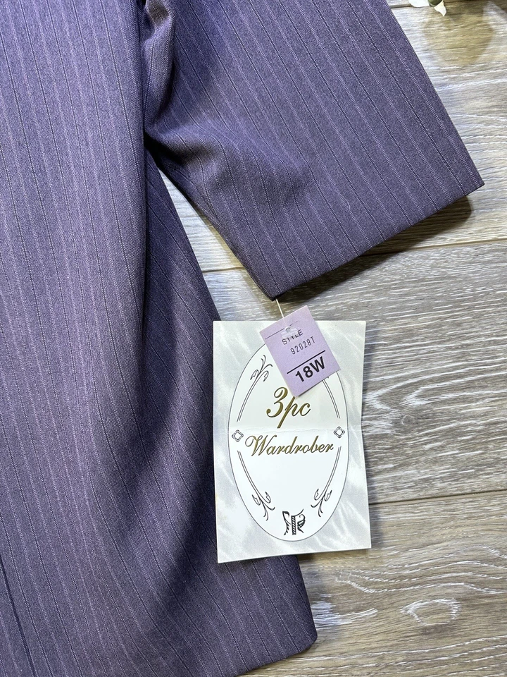 Chaqueta Blazer Moda Bug Talla 18W Plus NUEVA CON ETIQUETAS Púrpura Pin Rayas Foto 4 de 4
