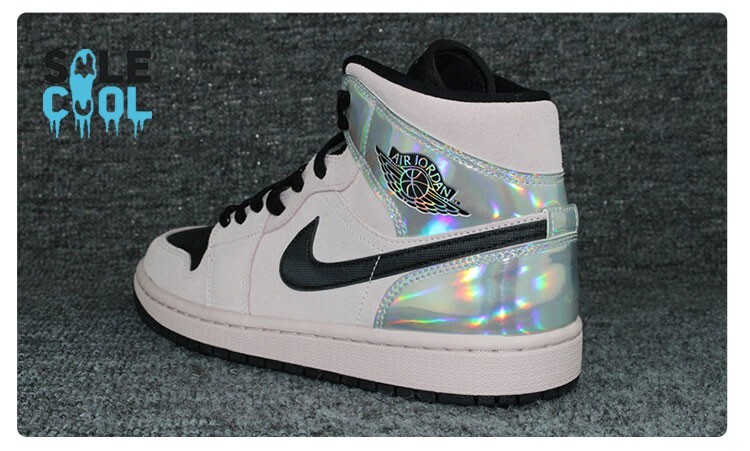 Nike Air Jordan 1 Mid Barely Rose Black Iridescent Womens