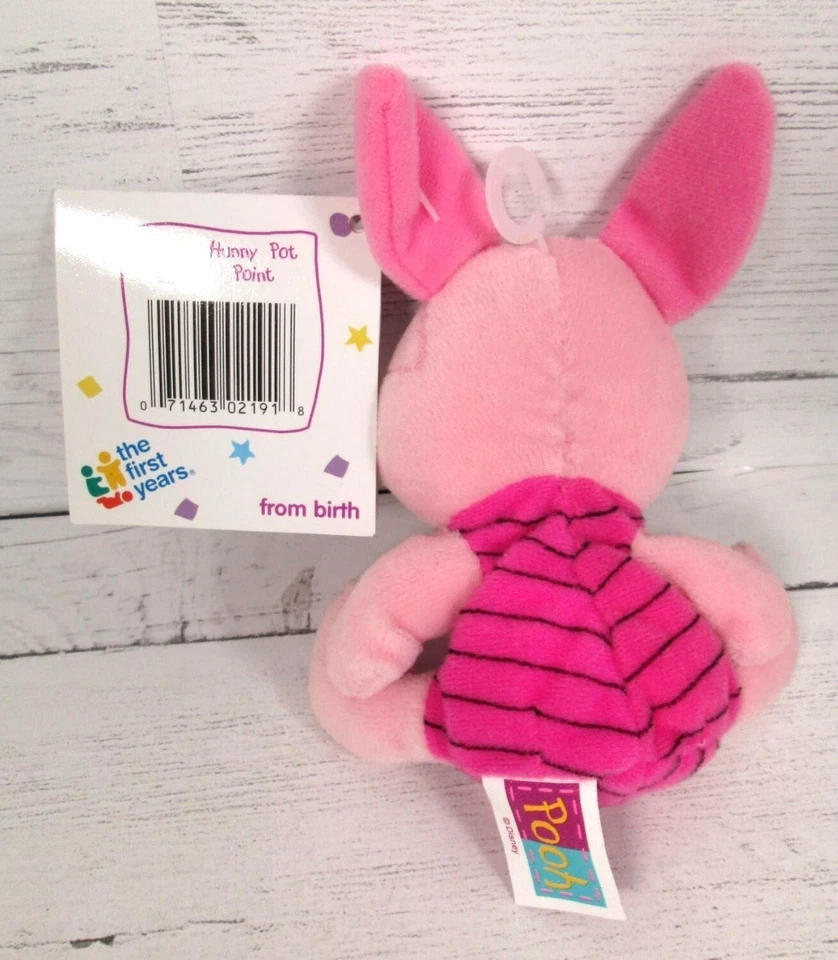 Vintage 90s Piglet Plush Toy Rattle The First Years Pooh Bear Baby Play Pal New - Image 3 of 3