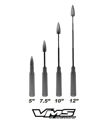 VMS GUNMETAL TELESCOPIC 50 CAL BULLET ANTENNA FOR 07+ JEEP WRANGLER RUBICON