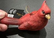 Cardinal Red Bird Resin Christmas Holiday Tree Ornament NEW Rustic