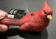 Cardinal Red Bird Resin Christmas Holiday Tree Ornament NEW Rustic