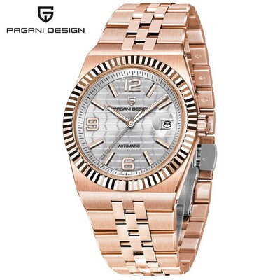 PAGANI DESIGN Men's Automatic Watch 3D Rhombus Dial Sapphire Crystal Mechanical