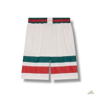 Gucci Web Detail Mesh Track Shorts Ivory Size L Men’s Made in Italy - Image 1 of 4