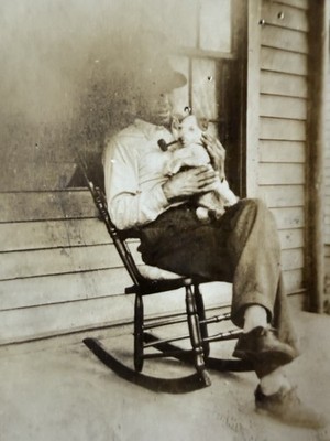 VTG 1920s Photo This Charming Man Handsome Gent Holding Puppy Smoking Pipe Aged