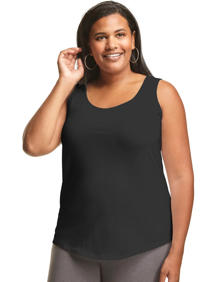 Camiseta sin mangas Just My Size Shirttail para mujer 100 % algodón ligera 1X-5X OJ207