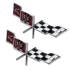 2PC CHROME Front Fender CROSS FLAG Emblem Bad...