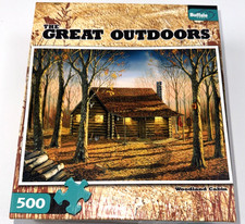 500 Piece Puzzle THE GREAT OUTDOORS Woodland Cabin By Buffalo Games 2012